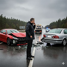 Autofahrer ruft nach Unfall den KFZ-Gutachter zur Hilfe